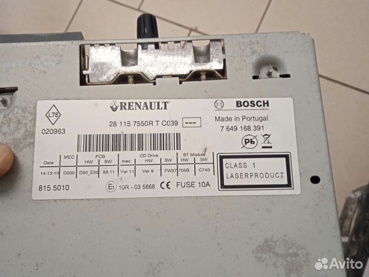 Магнитола renault fluence