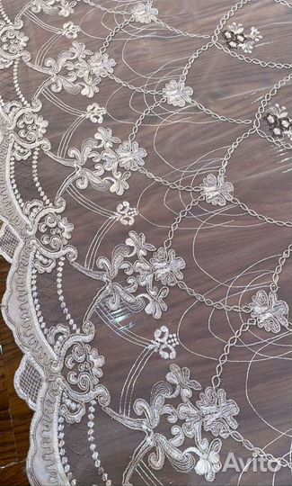 Тюль сетка грек с вышивкой,густой орнамент