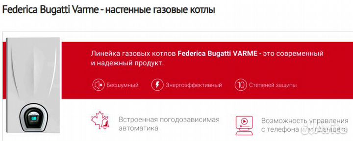 Газовый котел одноконтурный Federica Bugatti 24кBт