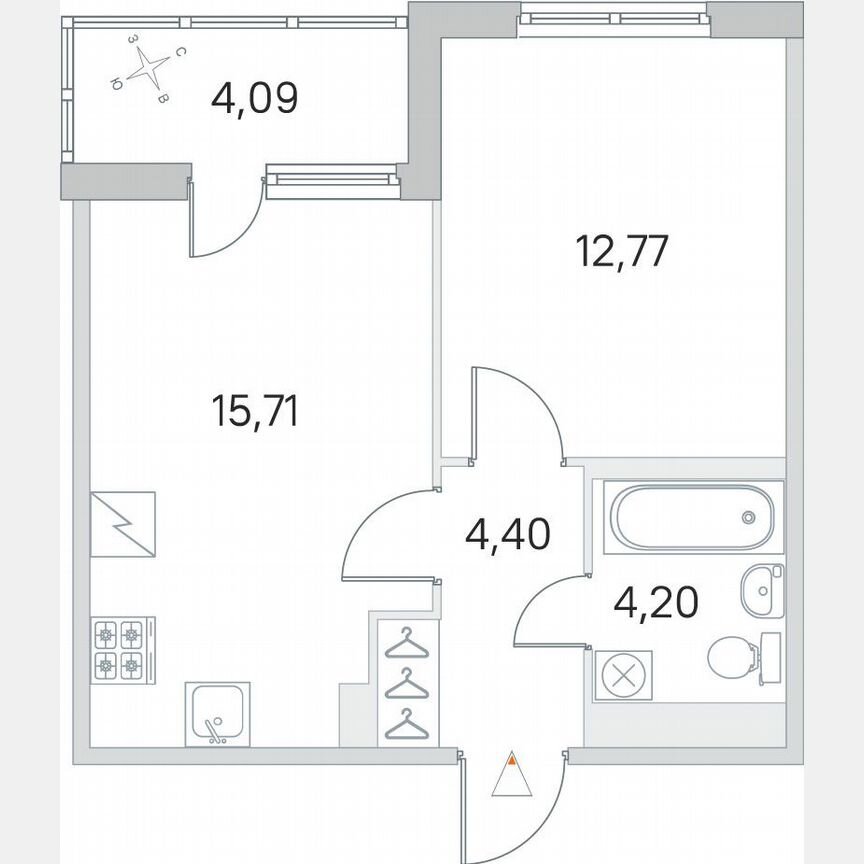 1-к. квартира, 39,1 м², 3/5 эт.