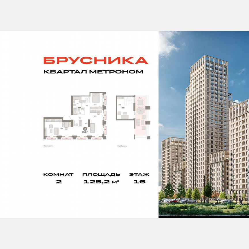 2-к. квартира, 125,2 м², 16/16 эт.