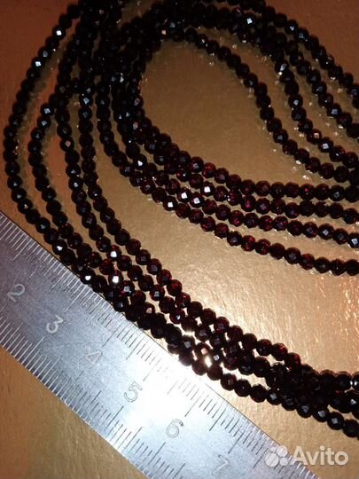 Бусы винтажные гранатовое стекло Чехословакия