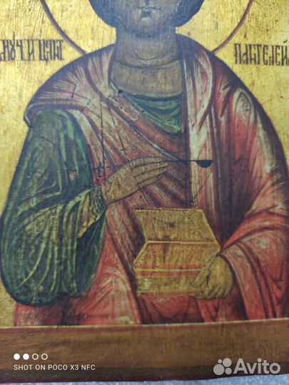 Старинная икона Пантелеймон Целитель 19 век