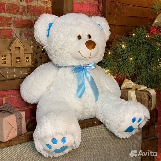 Мишка Средний 90 см с синим сердцем