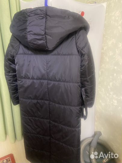 Пуховик зимний длинный женский с поясом