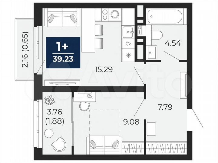 1-к. квартира, 39,2 м², 9/21 эт.