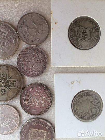 Серебрянные монеты 11 шт