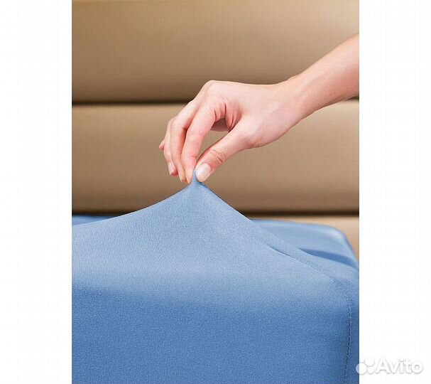 Простынь GoodNight Трикотаж 140х200х20 Синий на ре