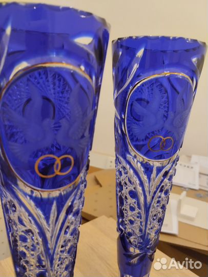 Бокал свадебные из цветного хрусталя