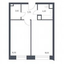 1-к. апартаменты, 48,8 м², 4/10 эт.