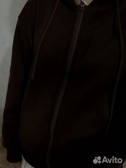 Зип-худи однотонное коричневое