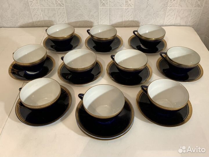 Чайные фарфоровые пары кобальт, 