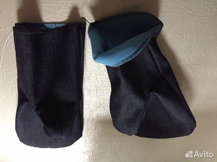 Рукавицы джинсовые утеплённые