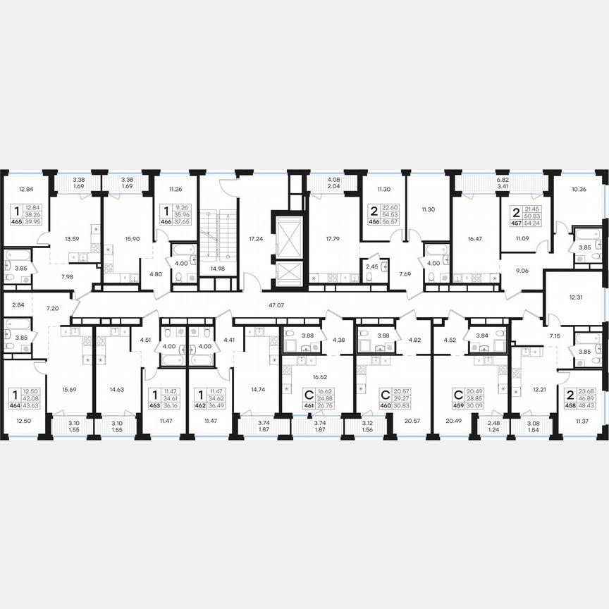 2-к. квартира, 48,4 м², 13/15 эт.