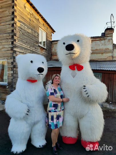 Белый Мишка поздравление Аниматор ростовые куклы