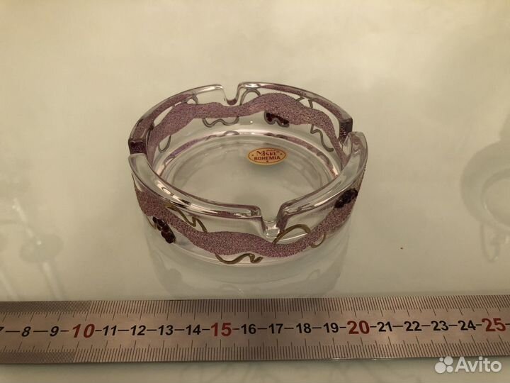 Чешская пепельница богемское стекло крошка граната