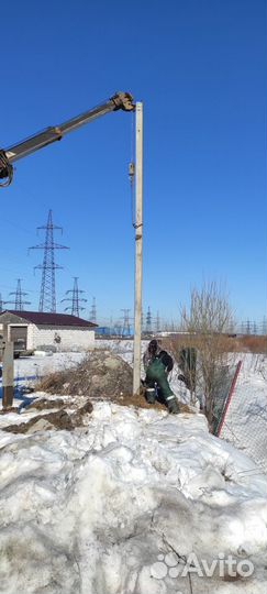 Монтаж столбов под освещение, опор лэп