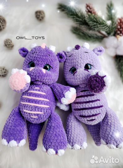 Вязаная игрушка Дракон Динозавр символ 2024 года