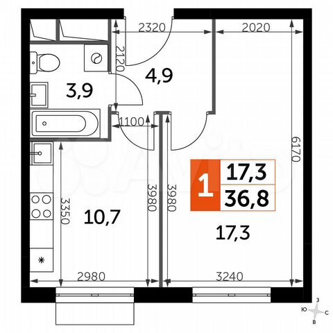 1-к. квартира, 36,8 м², 14/16 эт.