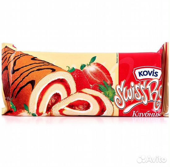 Рулет бисквитный Ковис Клубника 175г