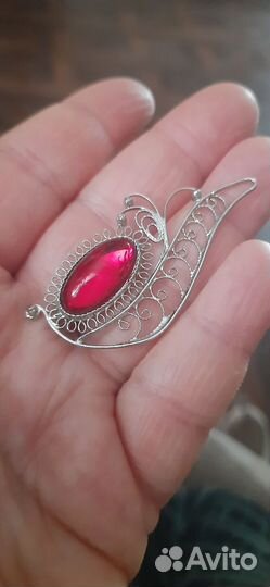 Комплект брошь и серьги филигрань винтаж