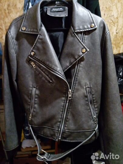 Кожаная куртка косуха оверсайз 46-50