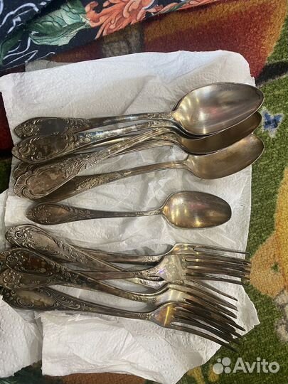 Набор вилок и ложек мельхиор