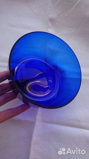 Емкость от конфетницы, синее стекло