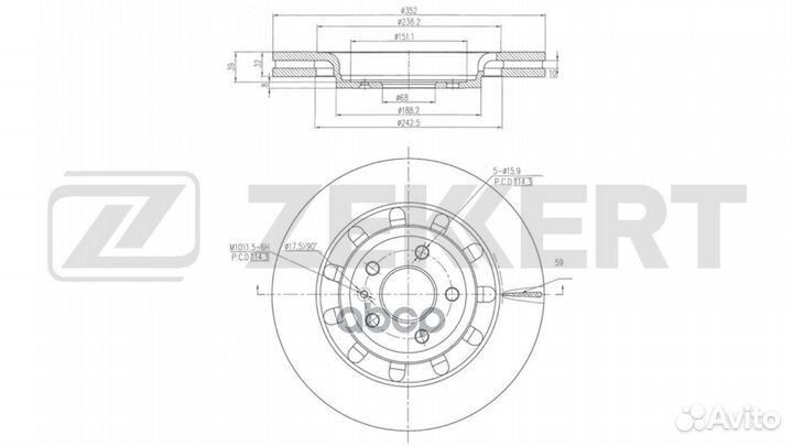 Диск торм. перед. Ford Explorer V 14- (с доп