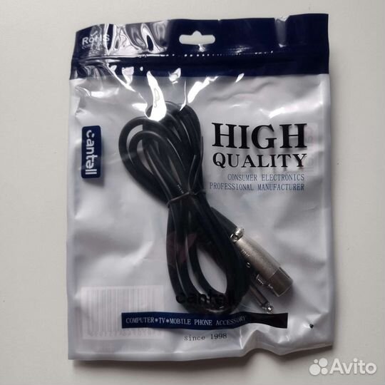 Кабель 6.5mm XLR-Jack(6.3mm) 1.5 метра