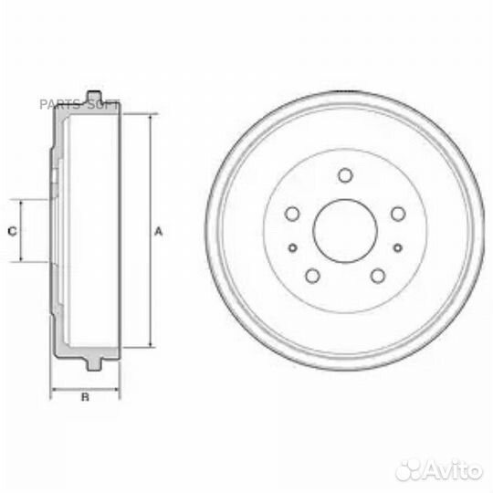 Delphi BF526 Торм. барабан зад.228 x 51 mm. 5 отв