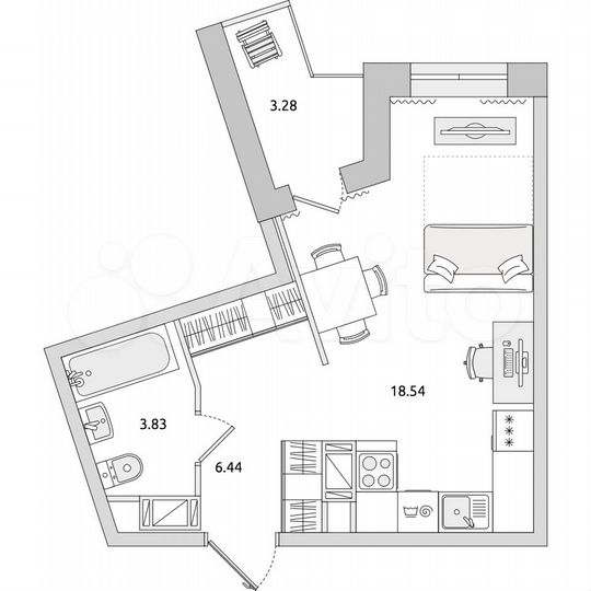 Квартира-студия, 32,1 м², 8/17 эт.