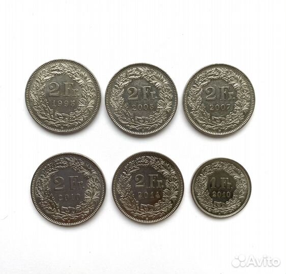 Монеты швейцарские франки