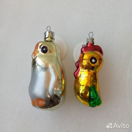Елочные игрушки СССР птички совы попугаи