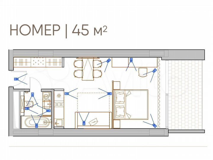 2-к. апартаменты, 53,7 м², 2/9 эт.