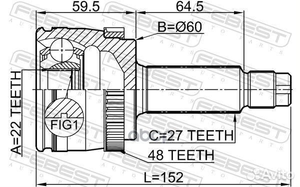 Шрус наружный задний 22X60X27 2210nspra48 Febest