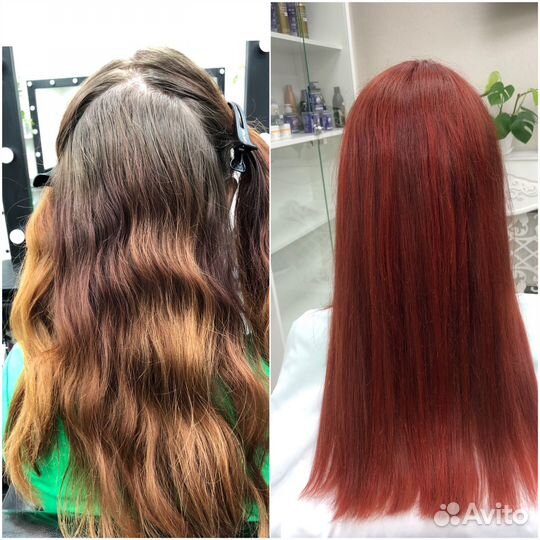 Стрижка горячими ножницами, окрашивание волос