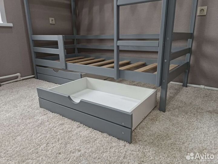 Кровать для двоих детей двухъярусная. Массив сосны