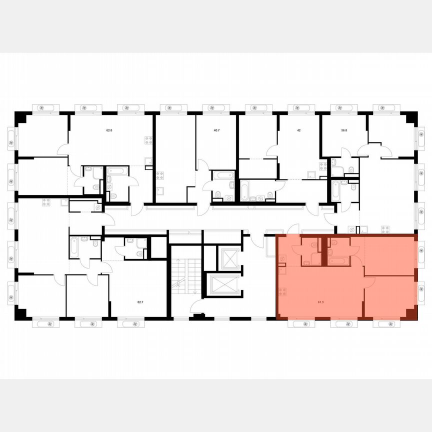 2-к. квартира, 61,3 м², 14/22 эт.