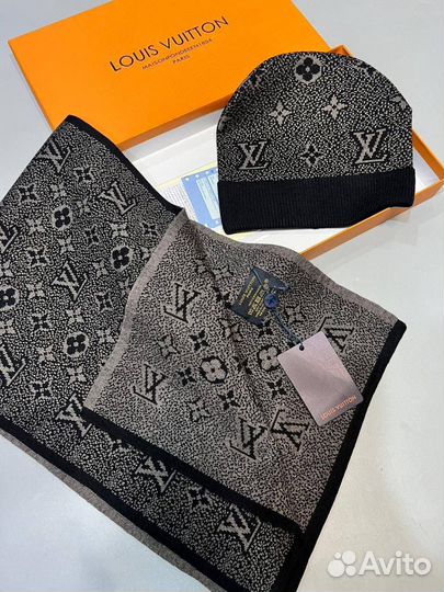 Комплект шапка и шарф louis vuitton