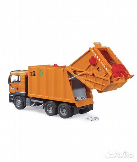 Мусоровоз брудер bruder man с баками оранжевый