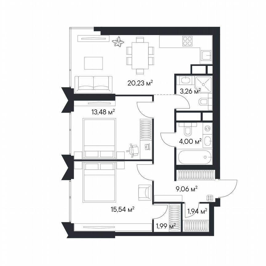 2-к. квартира, 69,7 м², 10/28 эт.
