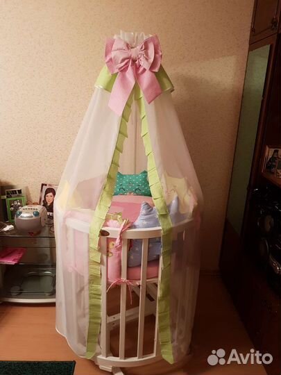 Детская круглая овальная кроватка трасформер 8 в 1