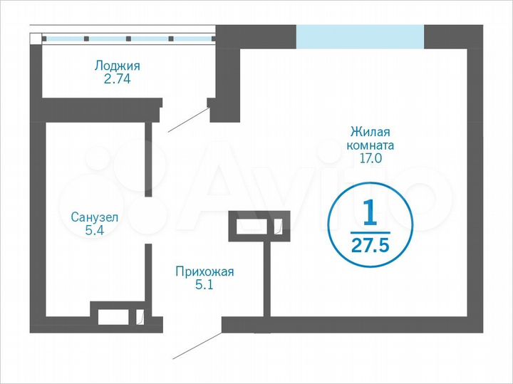 Квартира-студия, 27,5 м², 10/17 эт.