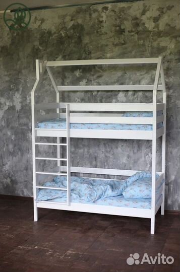 Детская кровать двухъярусная Домик - 180*80