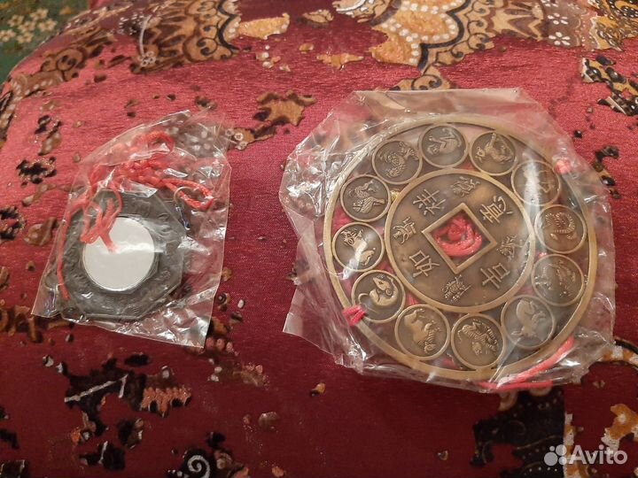 Китайские фен-шуй монета и зеркало-повески