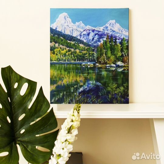 Картина маслом Алтай горный пейзаж на холсте 60х50