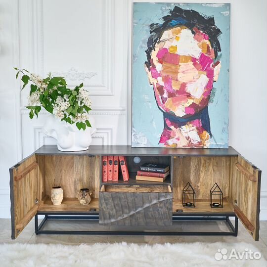Тумба для тв деревянная в скандинавском стиле