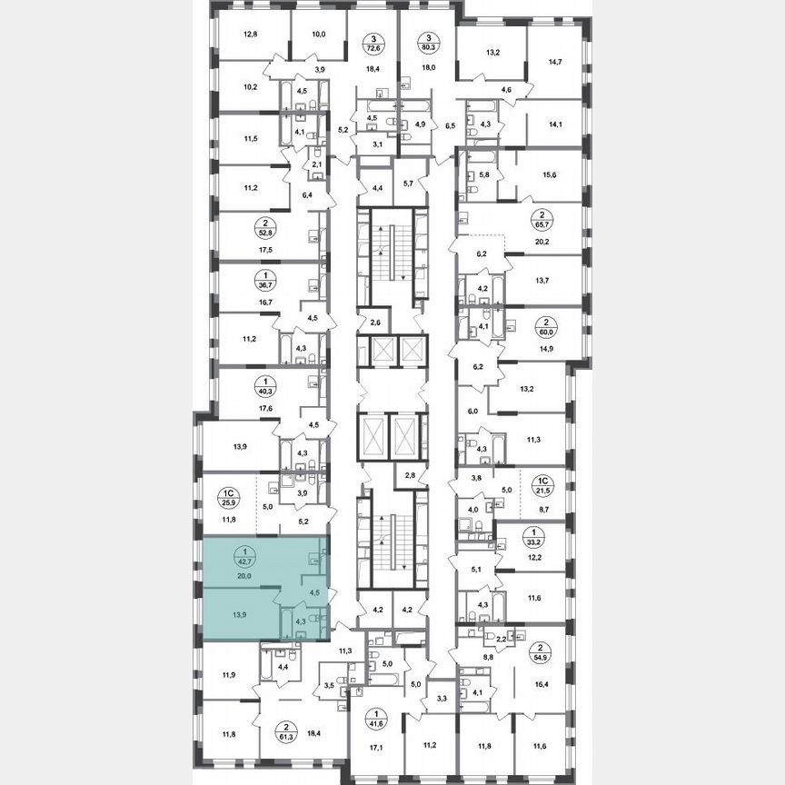 1-к. квартира, 42,7 м², 9/20 эт.