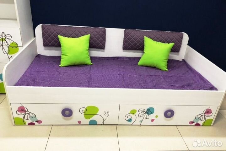 Кровать Цветы-4+кровать Цветы-6 New (правая/левая). Верх 190*80, низ 190*90